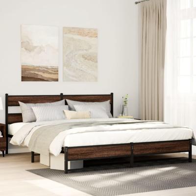 Bedframe zonder matras metaal bruin eikenkleur 180x200 cm