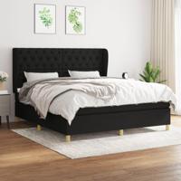 Boxspring met matras stof zwart 160x200 cm - thumbnail