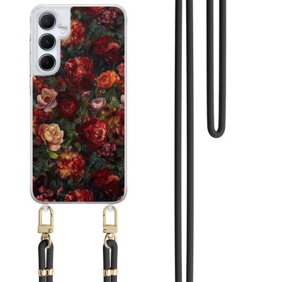 Samsung Galaxy A35 hoesje met zwart koord - Floral garden Samsung Galaxy A35 hoesje met zwart koord - Floral garden