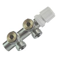 Riko Thermostaat onderblok voor radiator haaks-links | Geborsteld staal - thumbnail