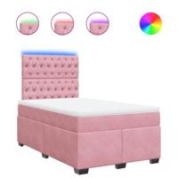 Boxspring met matras fluweel roze 200x200 cm - thumbnail