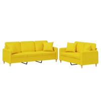 2-delige Loungeset met kussens stof lichtgeel - thumbnail
