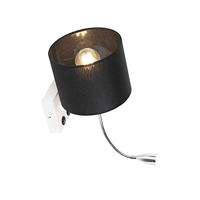 QAZQA Moderne wandlamp wit met zwarte kap - Brescia - thumbnail