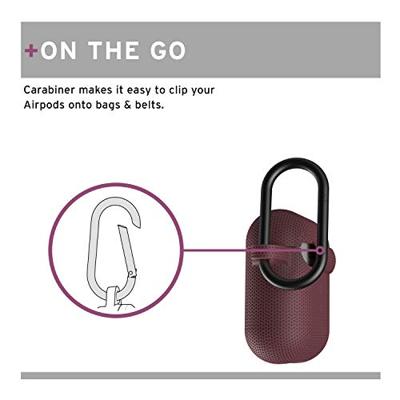 U by UAG [U] DOT Soft Touch Siliconen Hoes Apple Airpods 2 (2019) / Apple Airpods 1 (2016) [Wireless Charging Compatible (LED zichtbaar), Lightning-aansluiting afdekking, karabijnhaak ] aubergine