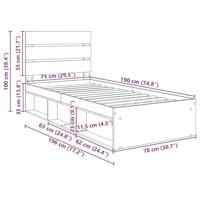 Bedframe met hoofdeinde Zwart 75 x 190 cm Massief grenenhout - thumbnail