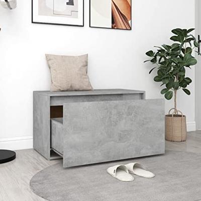 Halbank 80x40x45 cm spaanplaat betongrijs - thumbnail