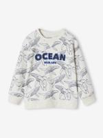 Jongensshirt in sweaterlook met print gemêleerd wit - thumbnail