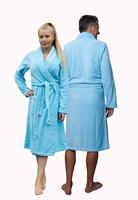 Lichtblauwe badjas fleece - unisex-xl/xxl - thumbnail