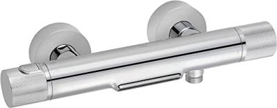 Ben Engraved Cross thermostatische badkraan met watervaluitloop en gravering chroom Ben Engraved Cross thermostatische badkraan met watervaluitloop en gravering chroom