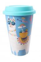 PMS mok met deksel lama blauw 400 ml - thumbnail