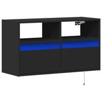 Tv-wandmeubel met LED-verlichting 80x31x45 cm zwart - thumbnail