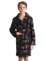 Tiener badjas zwart - station - fleece-164 - thumbnail