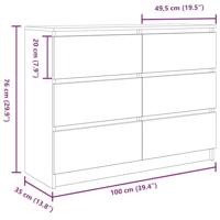 Dressoir 100x35x76 cm bewerkt hout sonoma eikenkleurig - thumbnail