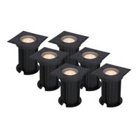 HOFTRONIC™ 6x Ramsay dimbare LED grondspot - Vierkant - Zwart - 2700K warm wit - 5 Watt - IP67 straal waterdicht - 3 jaar garantie - thumbnail