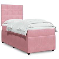 Boxspring met matras fluweel roze 100x200 cm - thumbnail