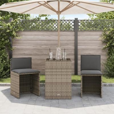 3-delige Bistroset met kussens poly rattan beige 3-delige Bistroset met kussens poly rattan beige