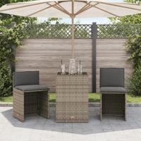 3-delige Bistroset met kussens poly rattan beige - thumbnail