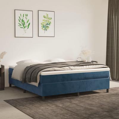 Boxspring met matras fluweel donkerblauw 160x200 cm