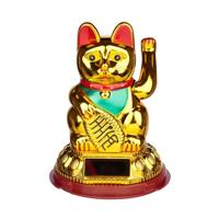 Goudkleurige Maneki Neko Gelukskat Zonnecel Solar Pal Figuur - thumbnail