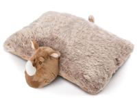 Nici knuffelkussen neushoorn junior 20 x 38 cm polyester bruin - thumbnail