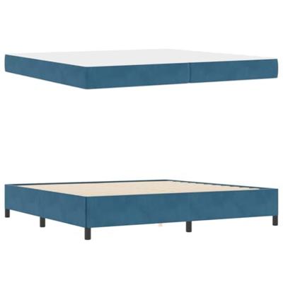 Bedframe met matras Donkerblauw en wit 200 x 200 cm Fluweel