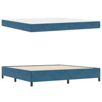 Bedframe met matras Donkerblauw en wit 200 x 200 cm Fluweel - thumbnail