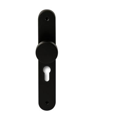 Hardbrass Knopkruk Piano op ovaal langschild profielcilindergat 55mm - zwart