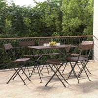 Bistrostoelen 6 st inklapbaar poly rattan en staal bruin - thumbnail
