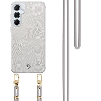 Samsung Galaxy A35 hoesje met grijs koord - Abstract waves Samsung Galaxy A35 hoesje met grijs koord - Abstract waves