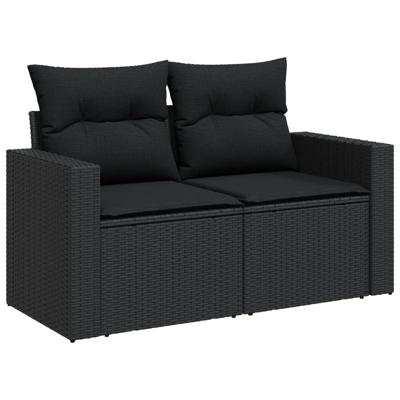 6-delige Loungeset met kussens poly rattan zwart 6-delige Loungeset met kussens poly rattan zwart