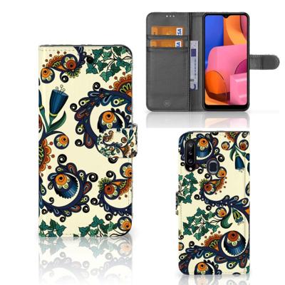 Wallet Case Samsung Galaxy A20s Barok Flower Wallet Case Samsung Galaxy A20s Barok Flower