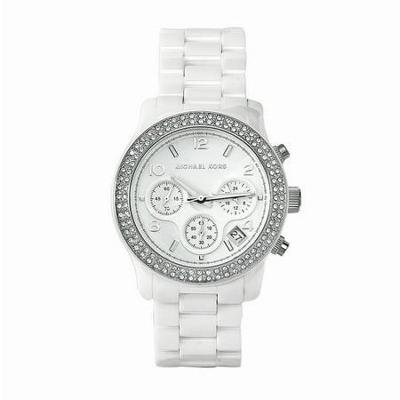 Michael Kors dames quartz chronograaf kristal wit keramisch armbandhorloge MK5188