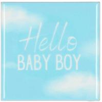 Daan Kromhout Design tegeltje keramiek hello baby boy 10x10cm blue - thumbnail