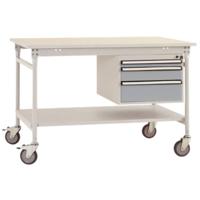 Manuflex BB5371.9006 Compleet bijzettafel basismobiel met melamine schijf + behuizing onderbouw, bxdxh: 1250 x 800 x 850 mm Aluminium-zilver - thumbnail