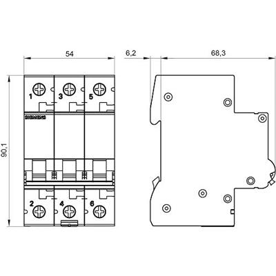 Zekeringautomaat 3-polig 16 A 400 V Siemens 5SL63167 Zekeringautomaat 3-polig 16 A 400 V Siemens 5SL63167