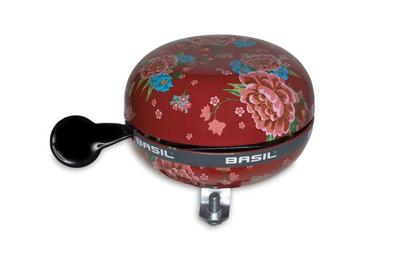 Basil bloom - fietsbel - 80 mm - rood met bloemen