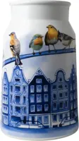 Heinen Delfts Blauw vaas melkbus keramiek grachtenpanden 19x30cm delfts blauw - thumbnail