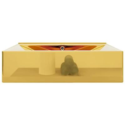 VidaXL Wastafel met overloop 60x46x16 cm keramiek goudkleurig
