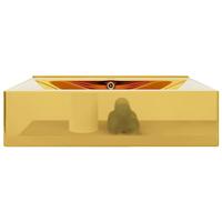 VidaXL Wastafel met overloop 60x46x16 cm keramiek goudkleurig - thumbnail