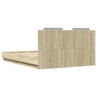 Bedframe met hoofdeinde bewerkt hout sonoma eiken 140x200 cm - thumbnail