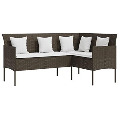 5-delige Loungeset L-vormig met kussens poly rattan bruin - thumbnail