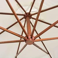 VidaXL Zweefparasol met houten paal 350 cm wit - thumbnail