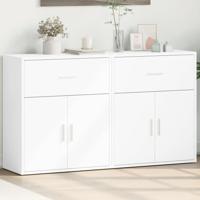 Dressoirs 2 st 60x31x70 cm bewerkt hout wit - thumbnail