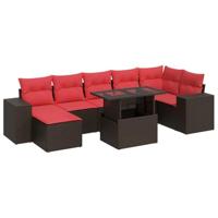 8-delige Loungeset met kussens poly rattan acacia bruin - thumbnail