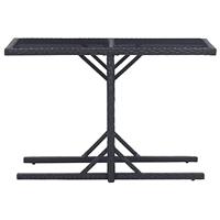 Tuintafel 110x53x72 cm glas en poly rattan zwart - thumbnail