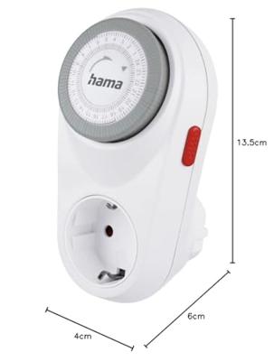 Hama Mechanische Tijdschakelklok Curved Voor Binnen 15 Min. Intervallen Wit