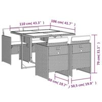 5-delige Tuinset met kussens poly rattan zwart - thumbnail