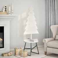 VidaXL Kerstdecoratie kerstboom 120 cm massief grenenhout wit - thumbnail