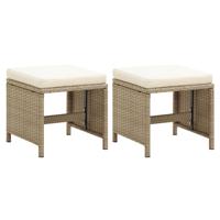 VidaXL Tuinkrukken 2 st met kussens poly rattan beige - thumbnail