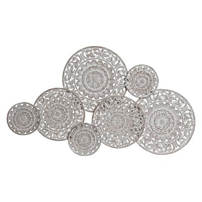 Wanddecoratie DKD Home Decor Mangohout Tropisch Cirkels (108 x 3,5 x 64 cm)